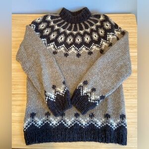 Vintage Stobi Scandinavian Icelandic Lopi Heavy Chunky Wool Knit Sweater Denmark